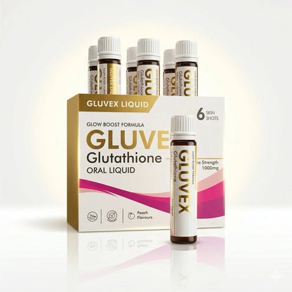 GLUVEX Glutathione Oral Liquid – Glow Boost Formula (1000mg Extra Strength) – 6 Skin Shots